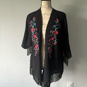 Summer Cover Up Embroidered Small/Medium floral design short sleeve